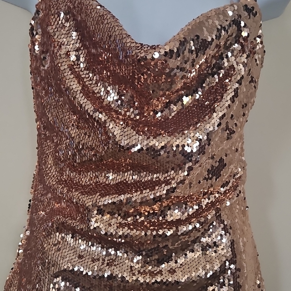 Hot Miami Styles Shimmering Gold Sequin Dress - Picture 2 of 8